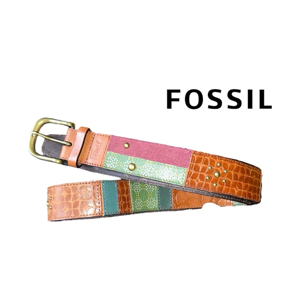Genuine Leather Designer Fossil Patchwork Belt